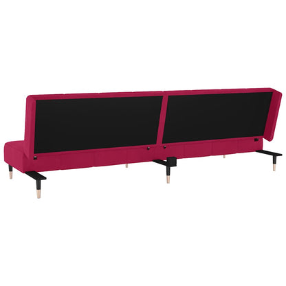 vidaXL Schlafsofa 2-Sitzer Weinrot Samt