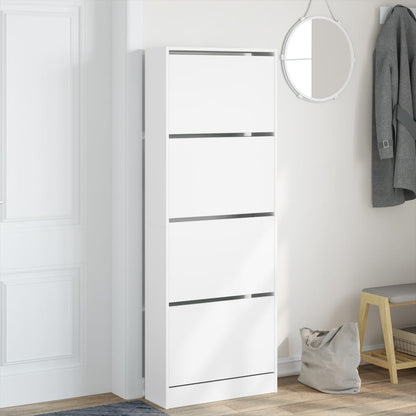 vidaXL Schuhschrank Weiß 60x21x163,5 cm Holzwerkstoff