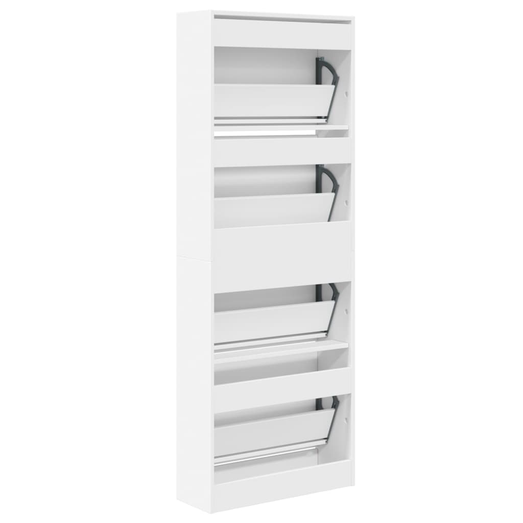 vidaXL Schuhschrank Weiß 60x21x163,5 cm Holzwerkstoff