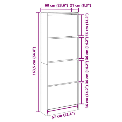 vidaXL Schuhschrank Weiß 60x21x163,5 cm Holzwerkstoff