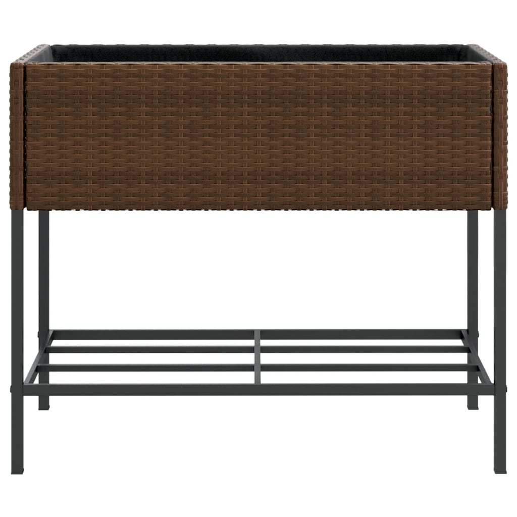 vidaXL Pflanzkübel mit Ablage Braun Poly Rattan