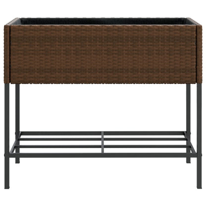 vidaXL Pflanzkübel mit Ablage Braun Poly Rattan