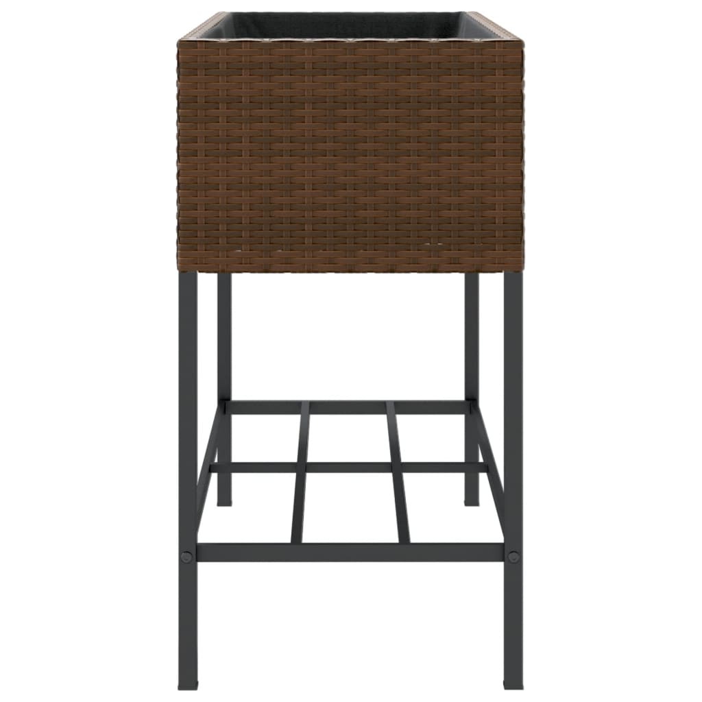 vidaXL Pflanzkübel mit Ablage Braun Poly Rattan