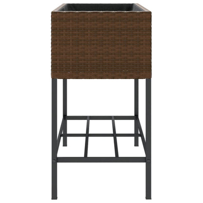 vidaXL Pflanzkübel mit Ablage Braun Poly Rattan