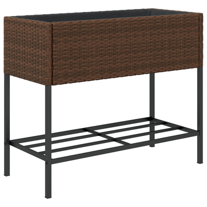 vidaXL Pflanzkübel mit Ablage Braun Poly Rattan