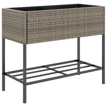 vidaXL Pflanzkübel mit Ablage Grau Poly Rattan