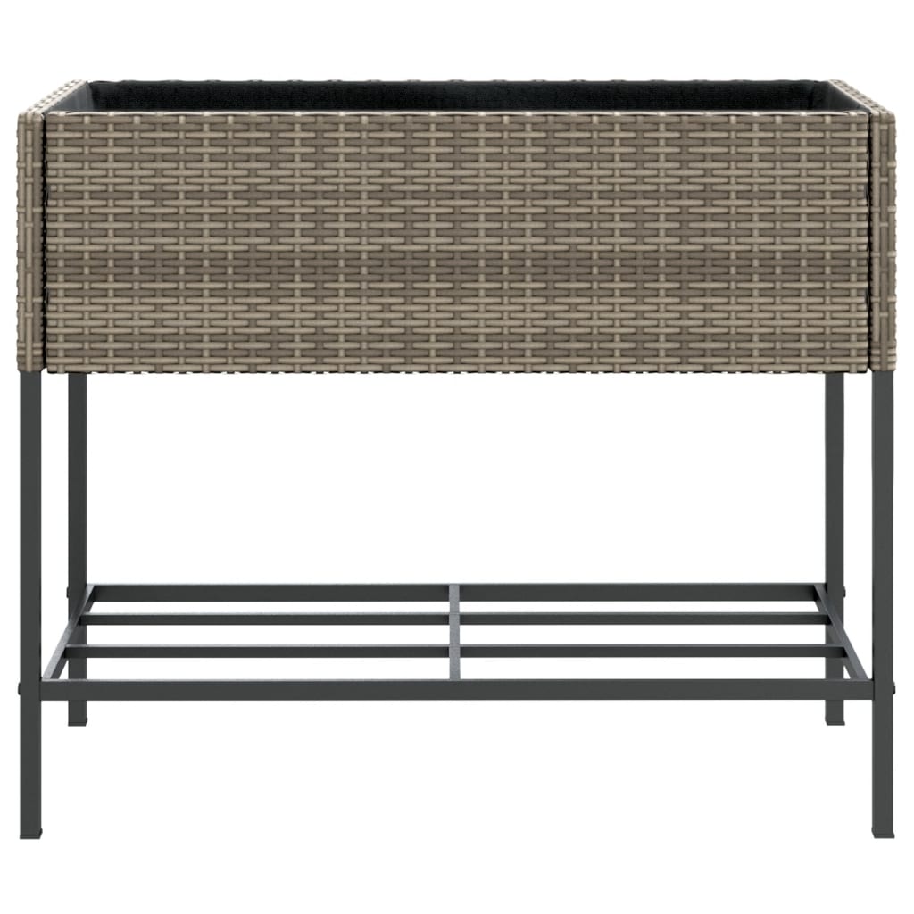vidaXL Pflanzkübel mit Ablage Grau Poly Rattan