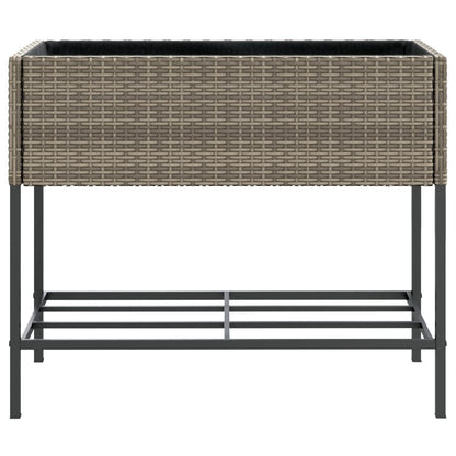 vidaXL Pflanzkübel mit Ablage Grau Poly Rattan