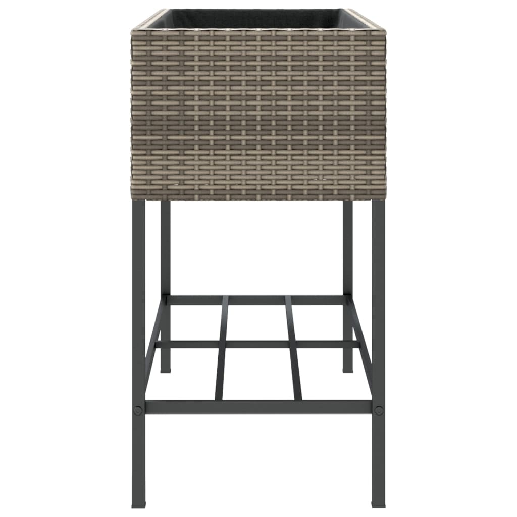 vidaXL Pflanzkübel mit Ablage Grau Poly Rattan