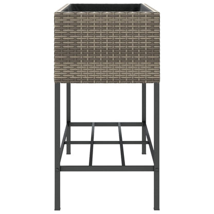 vidaXL Pflanzkübel mit Ablage Grau Poly Rattan