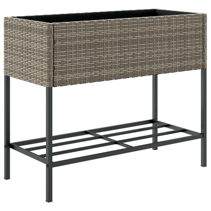 vidaXL Pflanzkübel mit Ablage Grau Poly Rattan