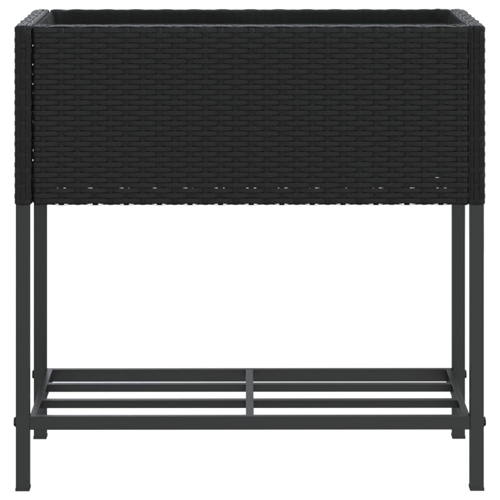vidaXL Pflanzkübel mit Ablage Schwarz Poly Rattan