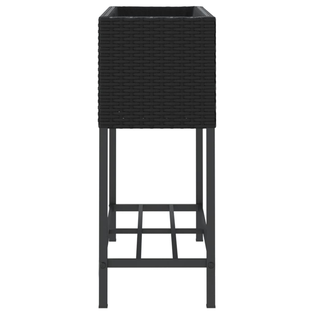 vidaXL Pflanzkübel mit Ablage Schwarz Poly Rattan