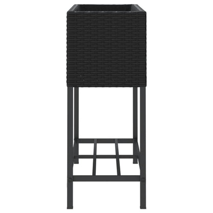 vidaXL Pflanzkübel mit Ablage Schwarz Poly Rattan