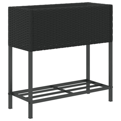 vidaXL Pflanzkübel mit Ablage Schwarz Poly Rattan
