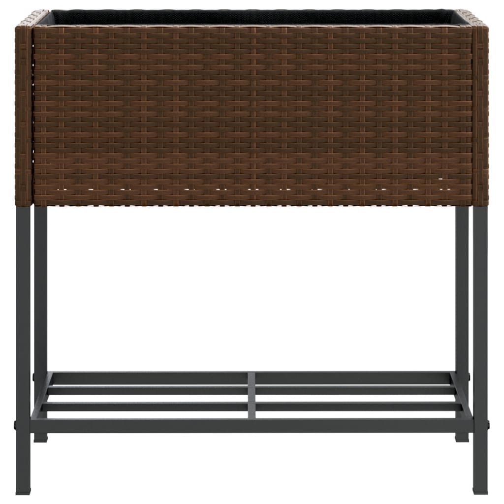 vidaXL Pflanzkübel mit Ablage Braun Poly Rattan