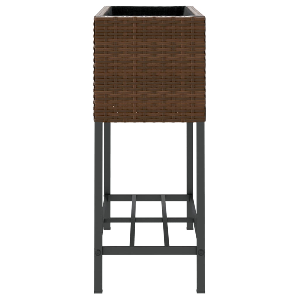 vidaXL Pflanzkübel mit Ablage Braun Poly Rattan