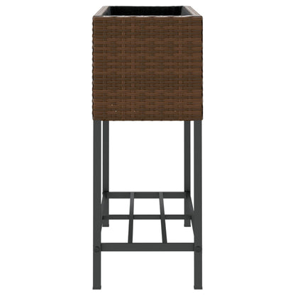 vidaXL Pflanzkübel mit Ablage Braun Poly Rattan