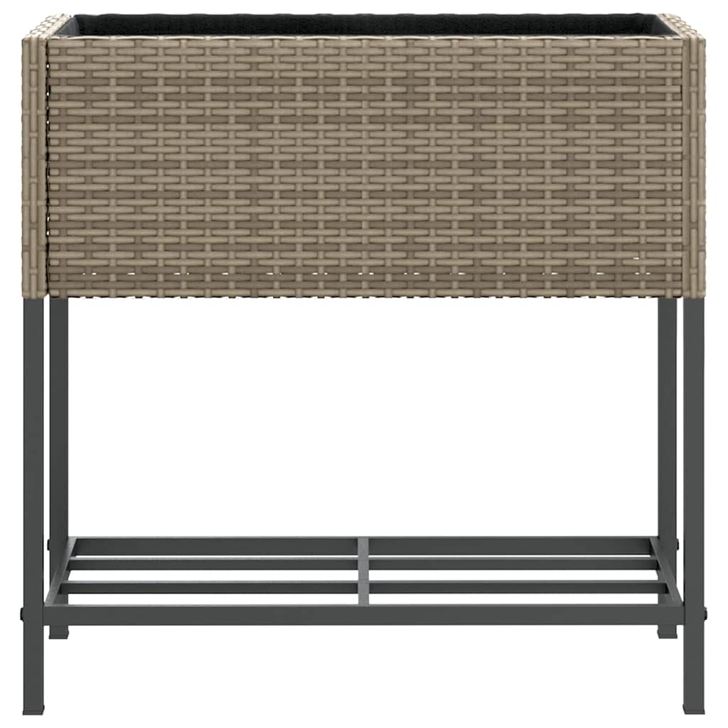 vidaXL Pflanzkübel mit Ablage Grau Poly Rattan