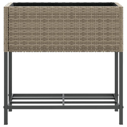 vidaXL Pflanzkübel mit Ablage Grau Poly Rattan