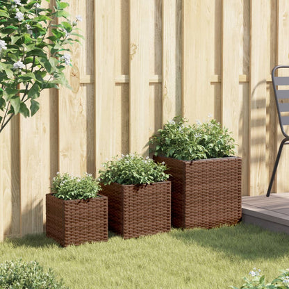 vidaXL Pflanzkübel 3 Stk. Braun Poly Rattan