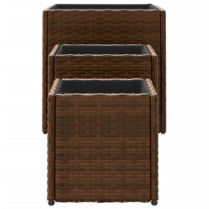 vidaXL Pflanzkübel 3 Stk. Braun Poly Rattan