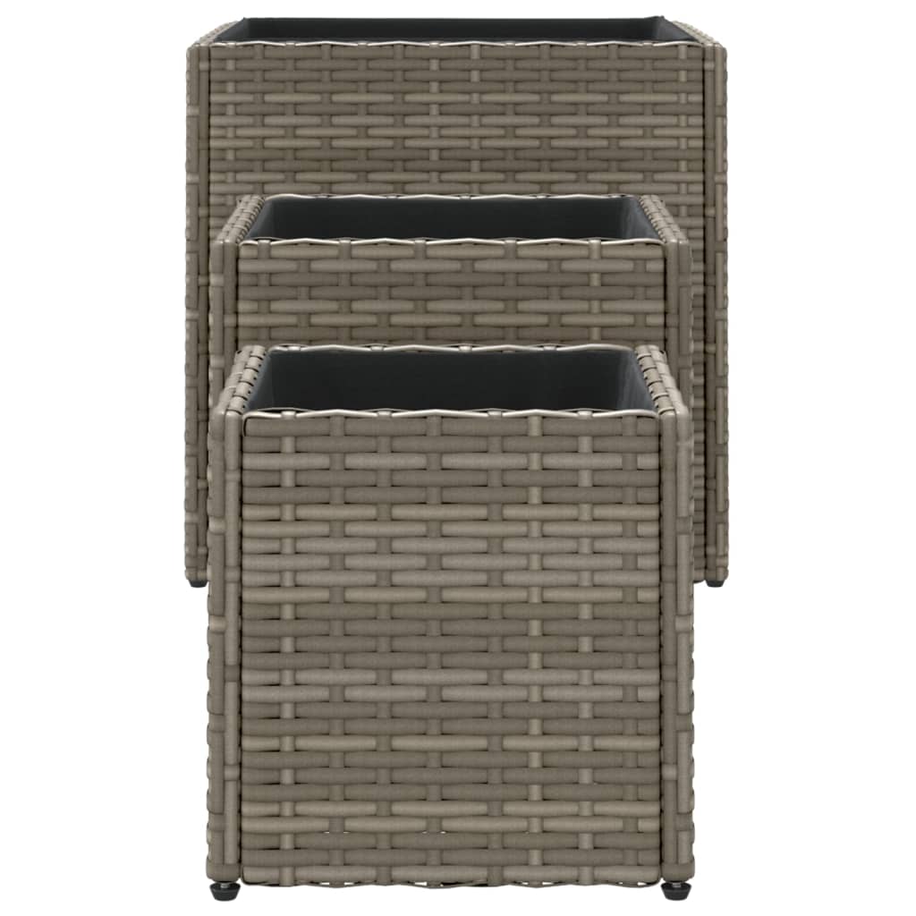 vidaXL Jardinières 3 pcs Gris Résine tressée