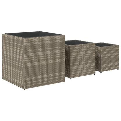 vidaXL Jardinières 3 pcs Gris Résine tressée