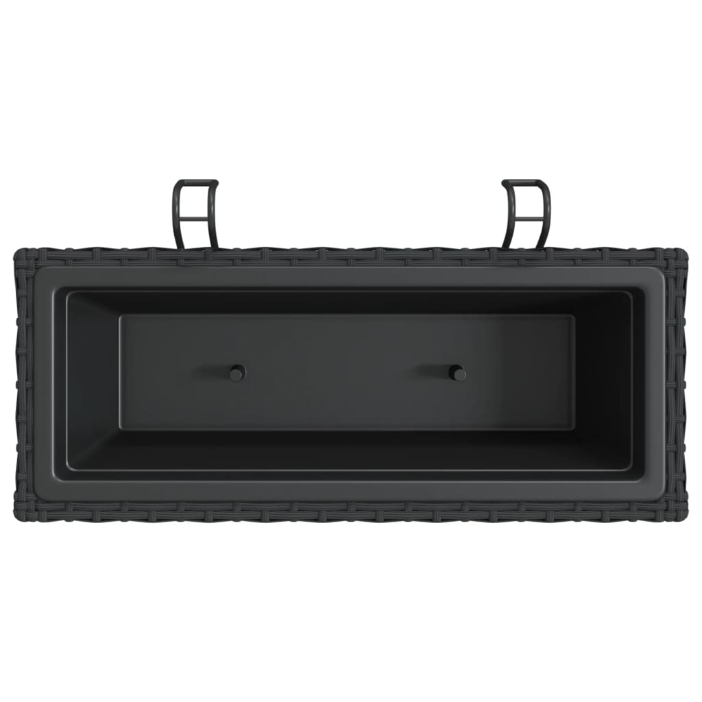 vidaXL Pflanzkasten mit Haken 2 Stk. Schwarz Poly Rattan