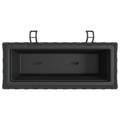 vidaXL Pflanzkasten mit Haken 2 Stk. Schwarz Poly Rattan