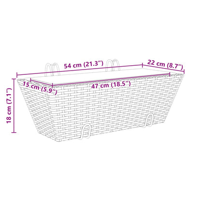 vidaXL Pflanzkasten mit Haken 2 Stk. Schwarz Poly Rattan