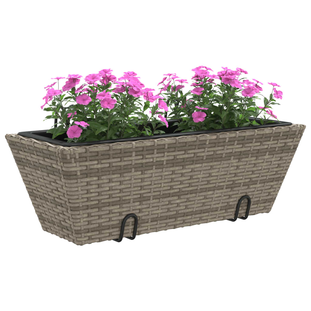 vidaXL Jardinières avec crochets 2 pcs Gris Résine tressée