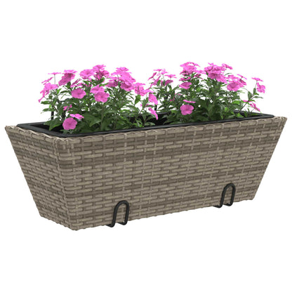 vidaXL Jardinières avec crochets 2 pcs Gris Résine tressée