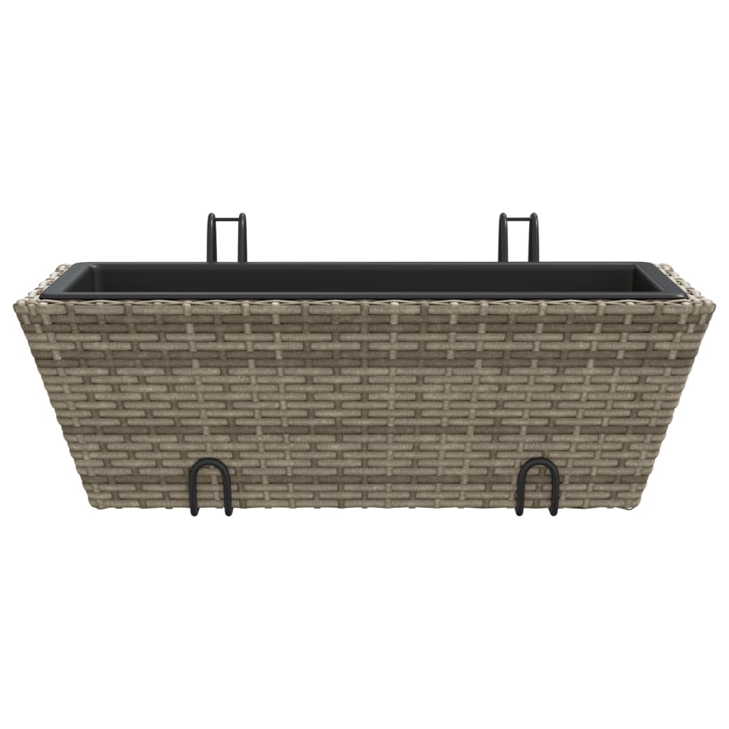 vidaXL Jardinières avec crochets 2 pcs Gris Résine tressée