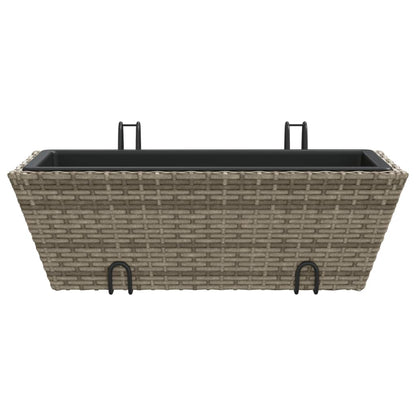 vidaXL Jardinières avec crochets 2 pcs Gris Résine tressée