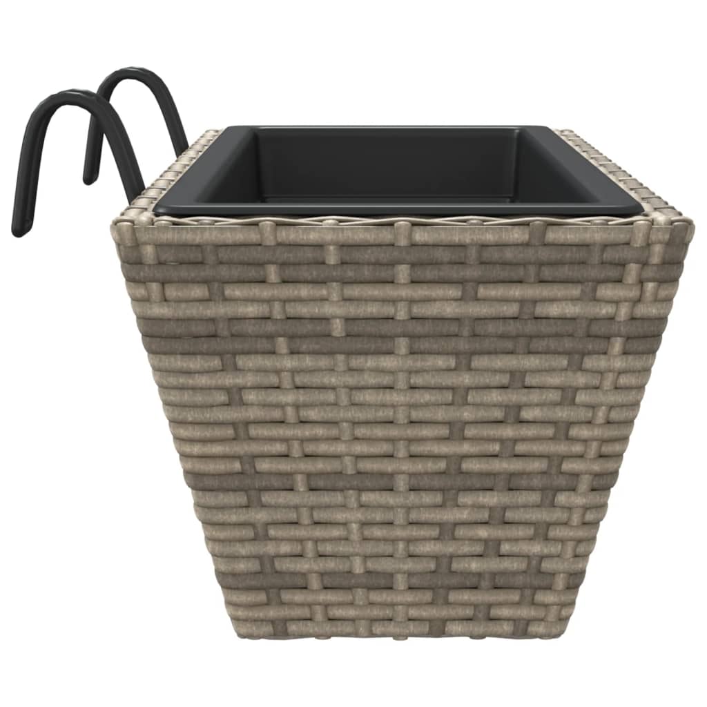 vidaXL Jardinières avec crochets 2 pcs Gris Résine tressée
