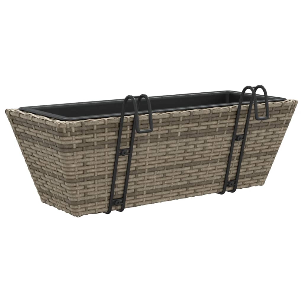 vidaXL Jardinières avec crochets 2 pcs Gris Résine tressée