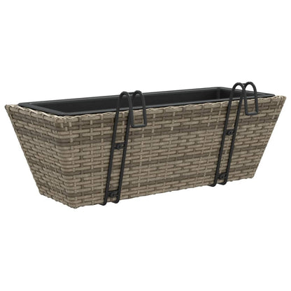 vidaXL Jardinières avec crochets 2 pcs Gris Résine tressée