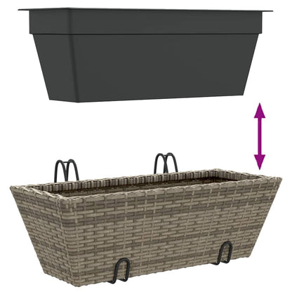 vidaXL Jardinières avec crochets 2 pcs Gris Résine tressée