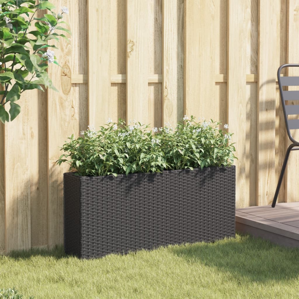 vidaXL Carré potager à 2 compartiments Noir 90x20x40 cm Résine tressée