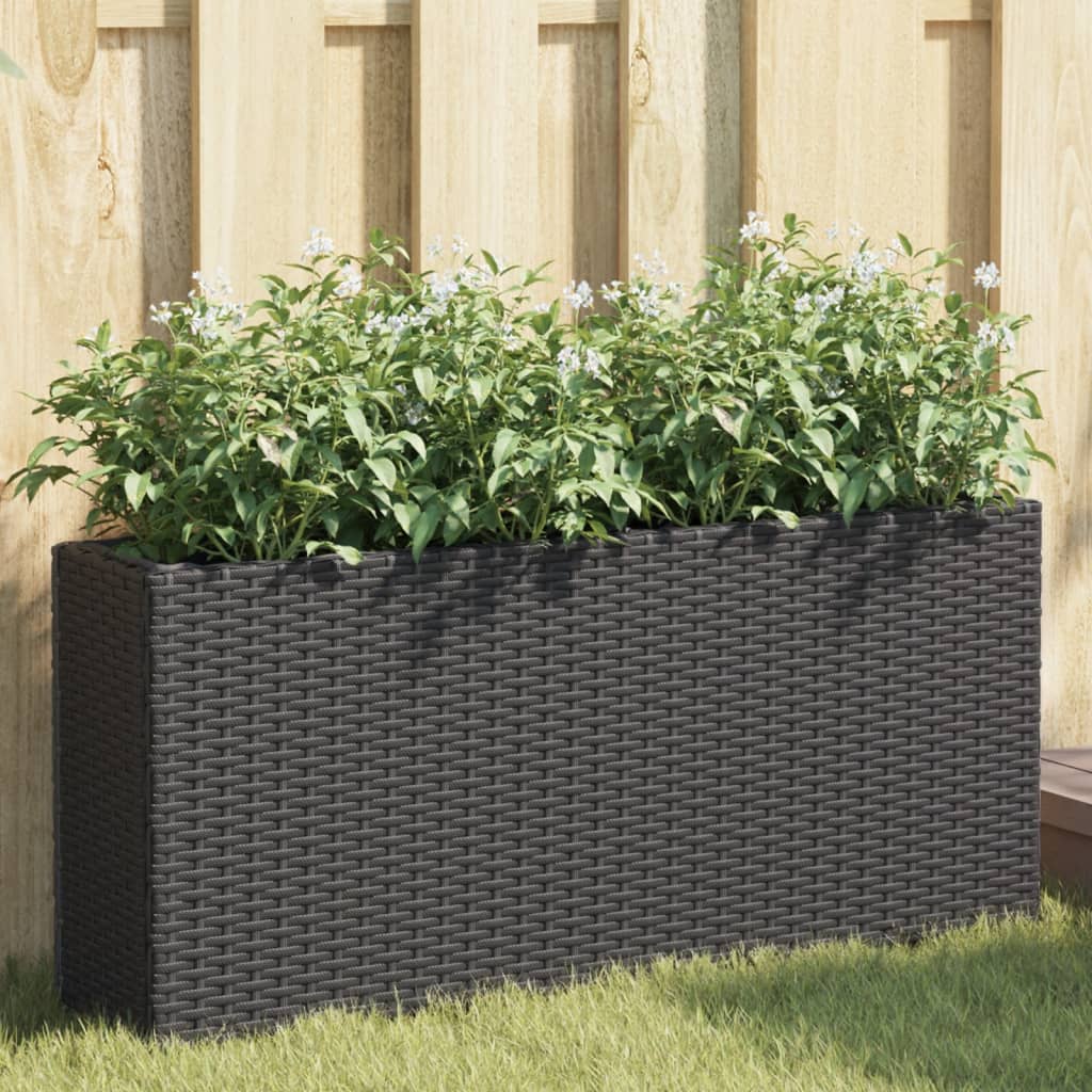 vidaXL Carré potager à 2 compartiments Noir 90x20x40 cm Résine tressée