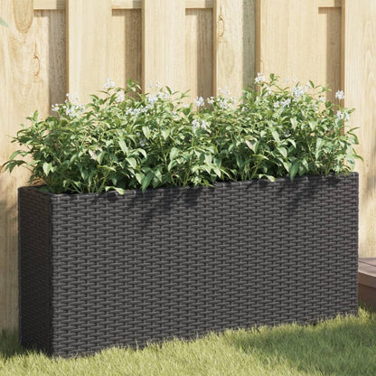 vidaXL Carré potager à 2 compartiments Noir 90x20x40 cm Résine tressée