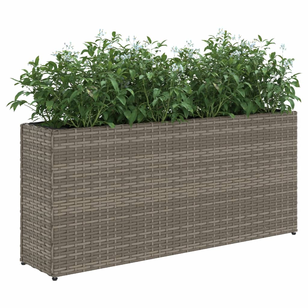 vidaXL Hochbeet mit 2 Fächern Grau 90x20x40 cm Poly Rattan