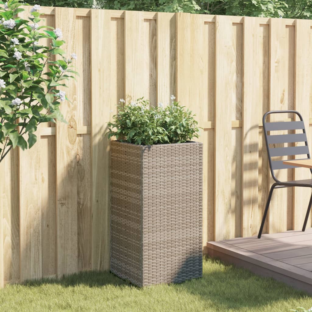 vidaXL Pflanzkübel Grau 40x40x80 cm Poly Rattan