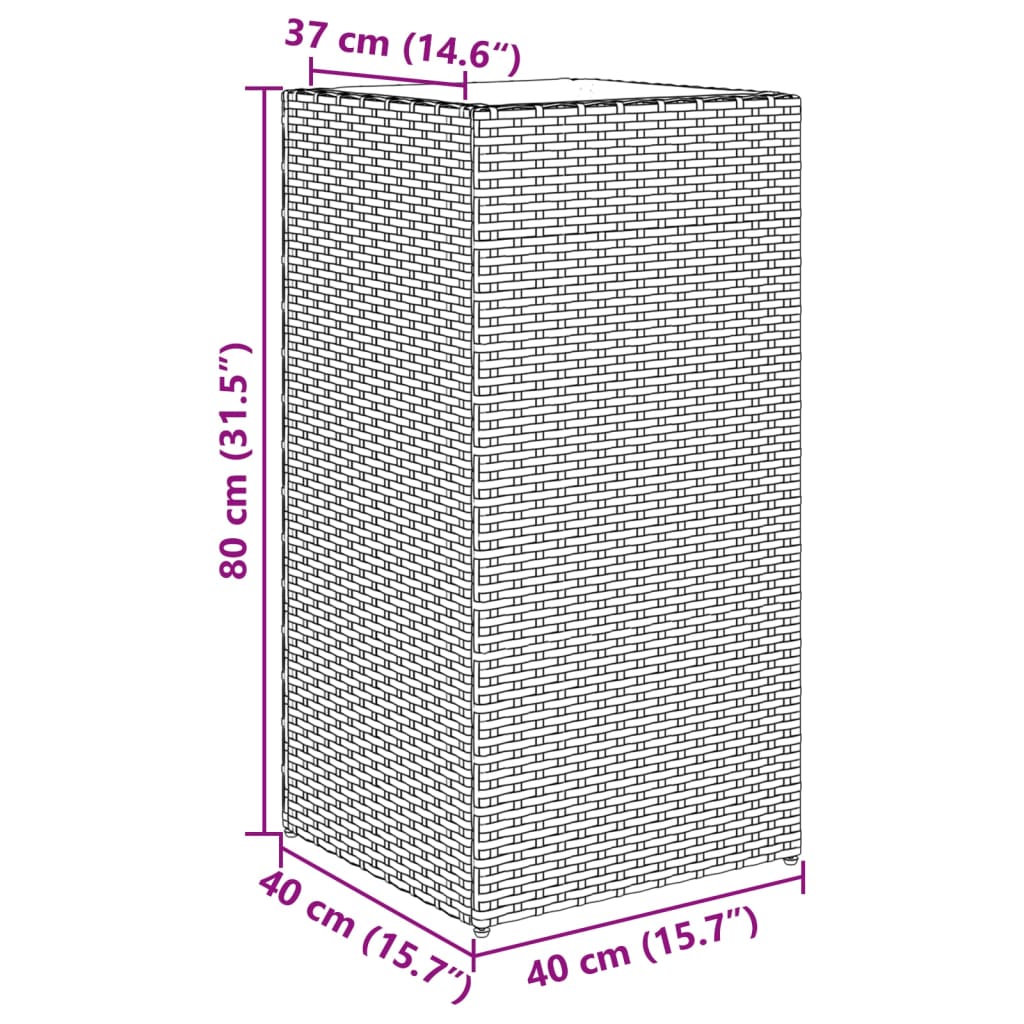 vidaXL Pflanzkübel Grau 40x40x80 cm Poly Rattan