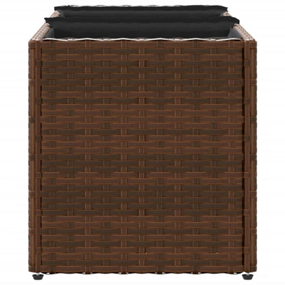vidaXL Hochbeet mit 3 Fächern Braun 105x30x32 cm Poly Rattan