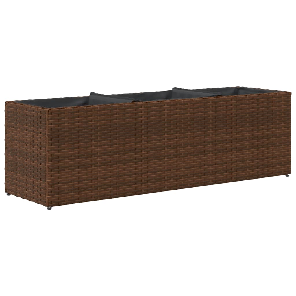 vidaXL Hochbeet mit 3 Fächern Braun 105x30x32 cm Poly Rattan