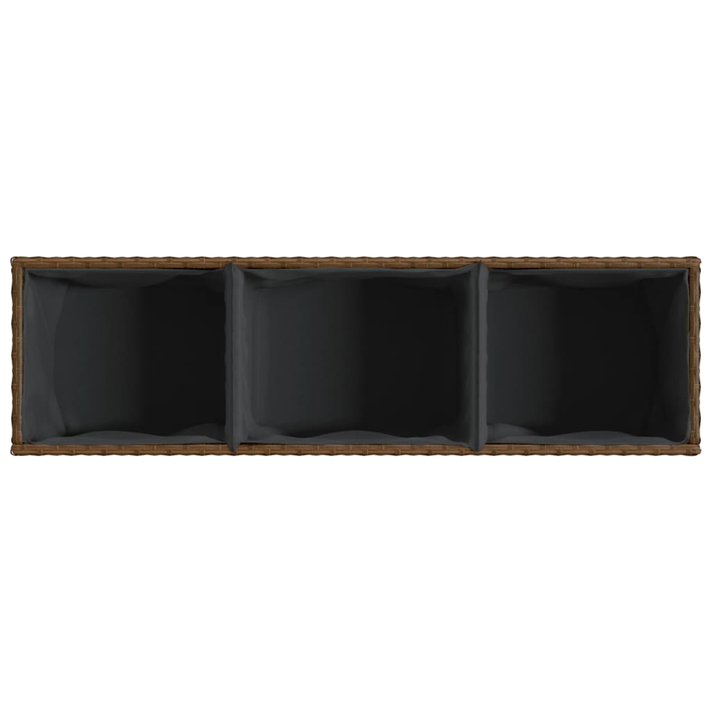 vidaXL Hochbeet mit 3 Fächern Braun 105x30x32 cm Poly Rattan