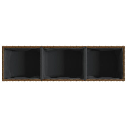 vidaXL Hochbeet mit 3 Fächern Braun 105x30x32 cm Poly Rattan