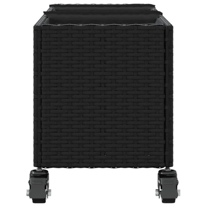 vidaXL Jardinière sur roulettes et 3 compartiments Noir 107x32x38cm Résine tressée